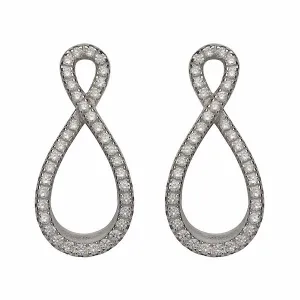 Unique Ladies Sterling Silver CZ Infinity Stud Earrings
