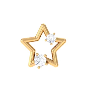 Unique Moissanite Gold Star Upper Lobe Earring