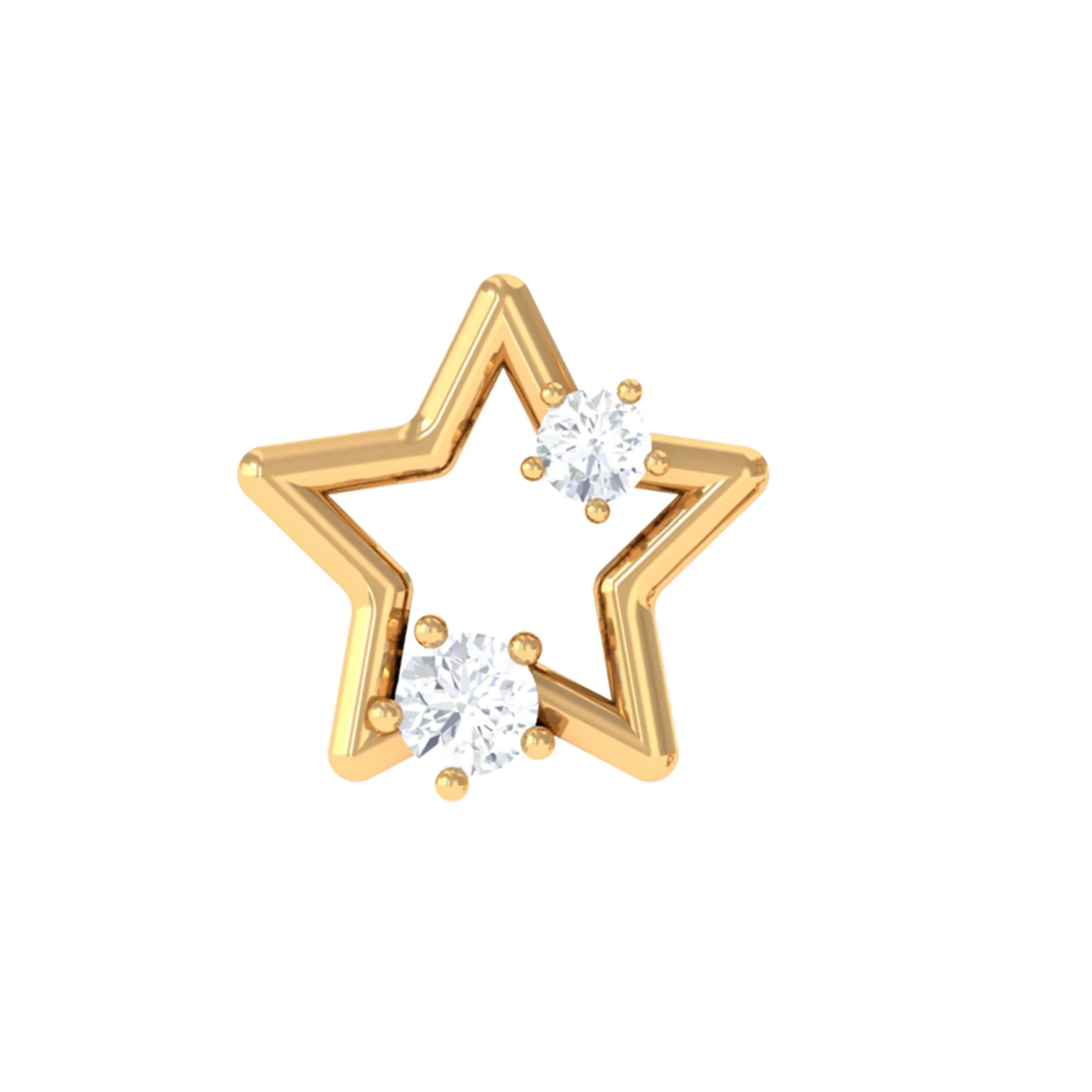 Unique Moissanite Gold Star Upper Lobe Earring