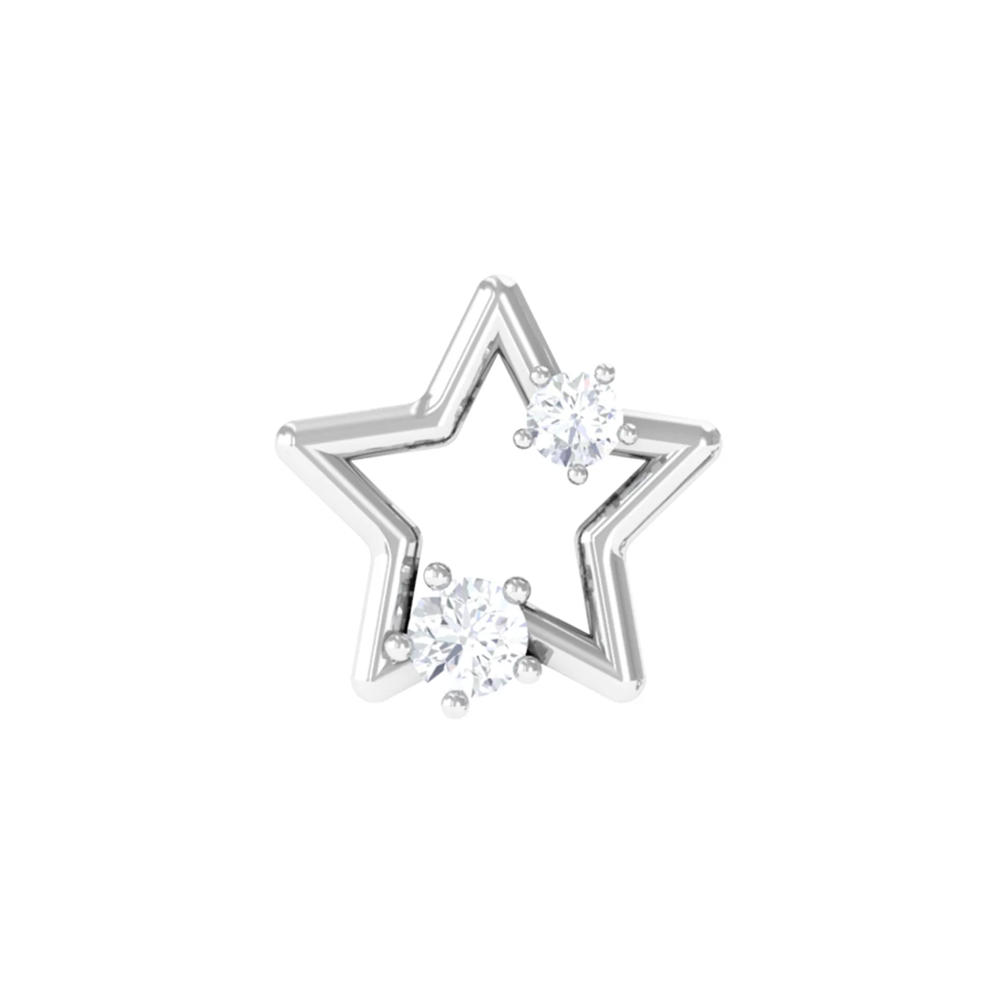Unique Moissanite Gold Star Upper Lobe Earring