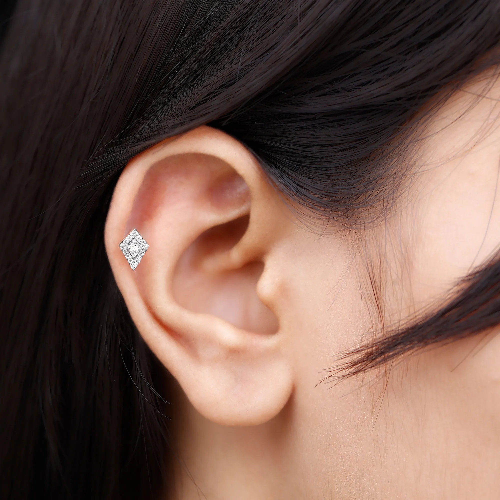 Unique Moissanite Kite Earring for Cartilage Piercing