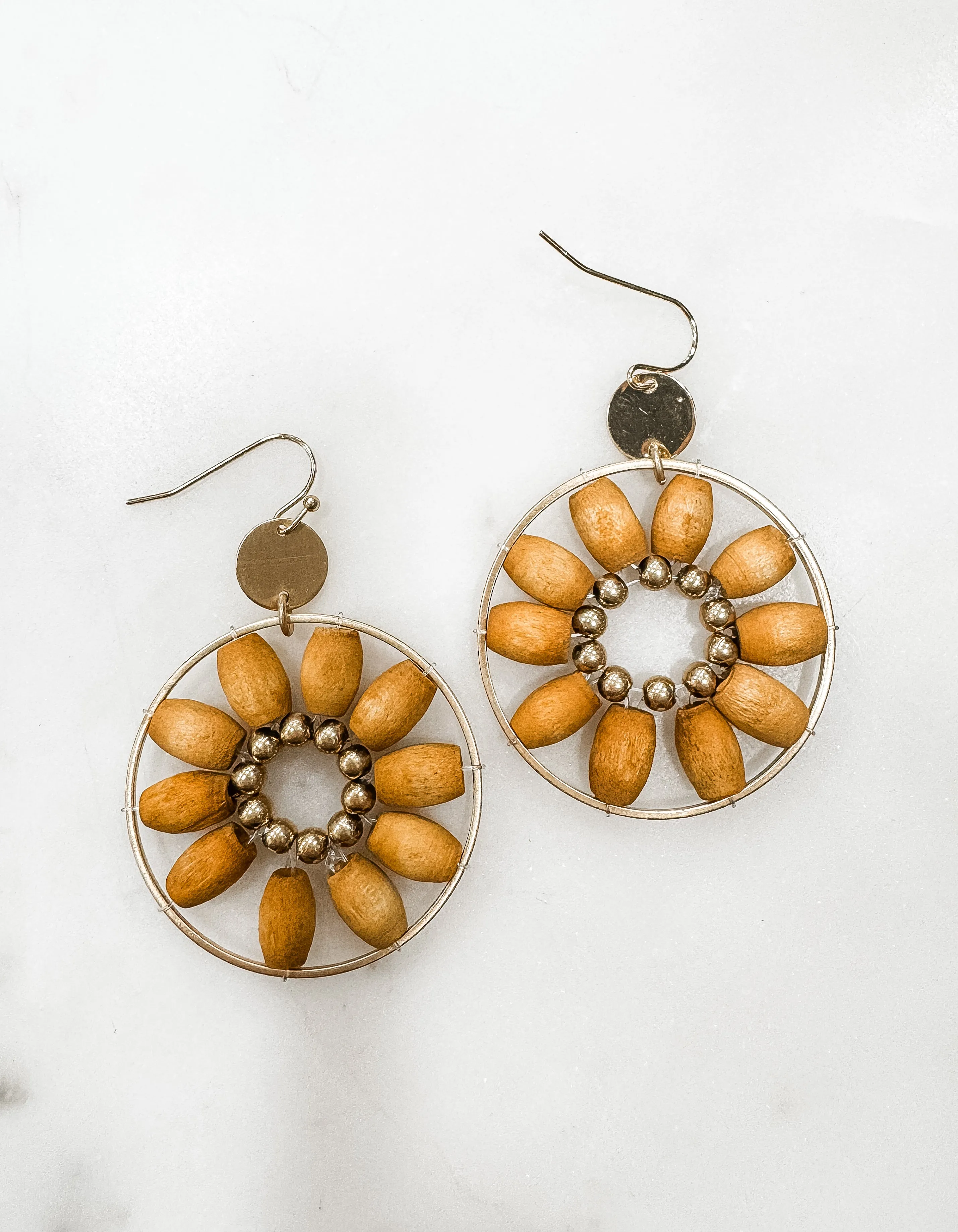 Unique Romance Wood Bead Earrings
