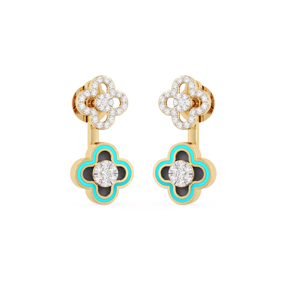 Unique Rose Gold Diamond Dangler Earrings