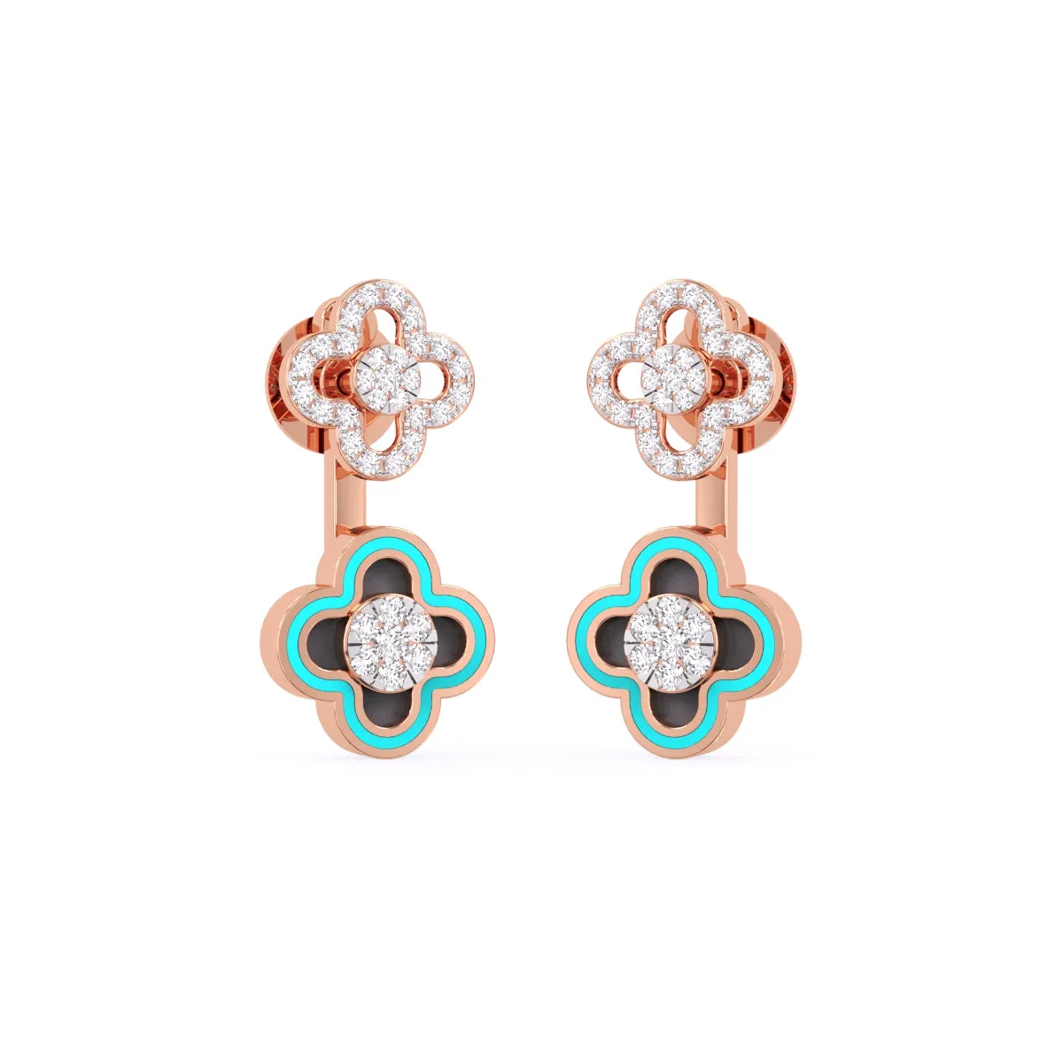 Unique Rose Gold Diamond Dangler Earrings