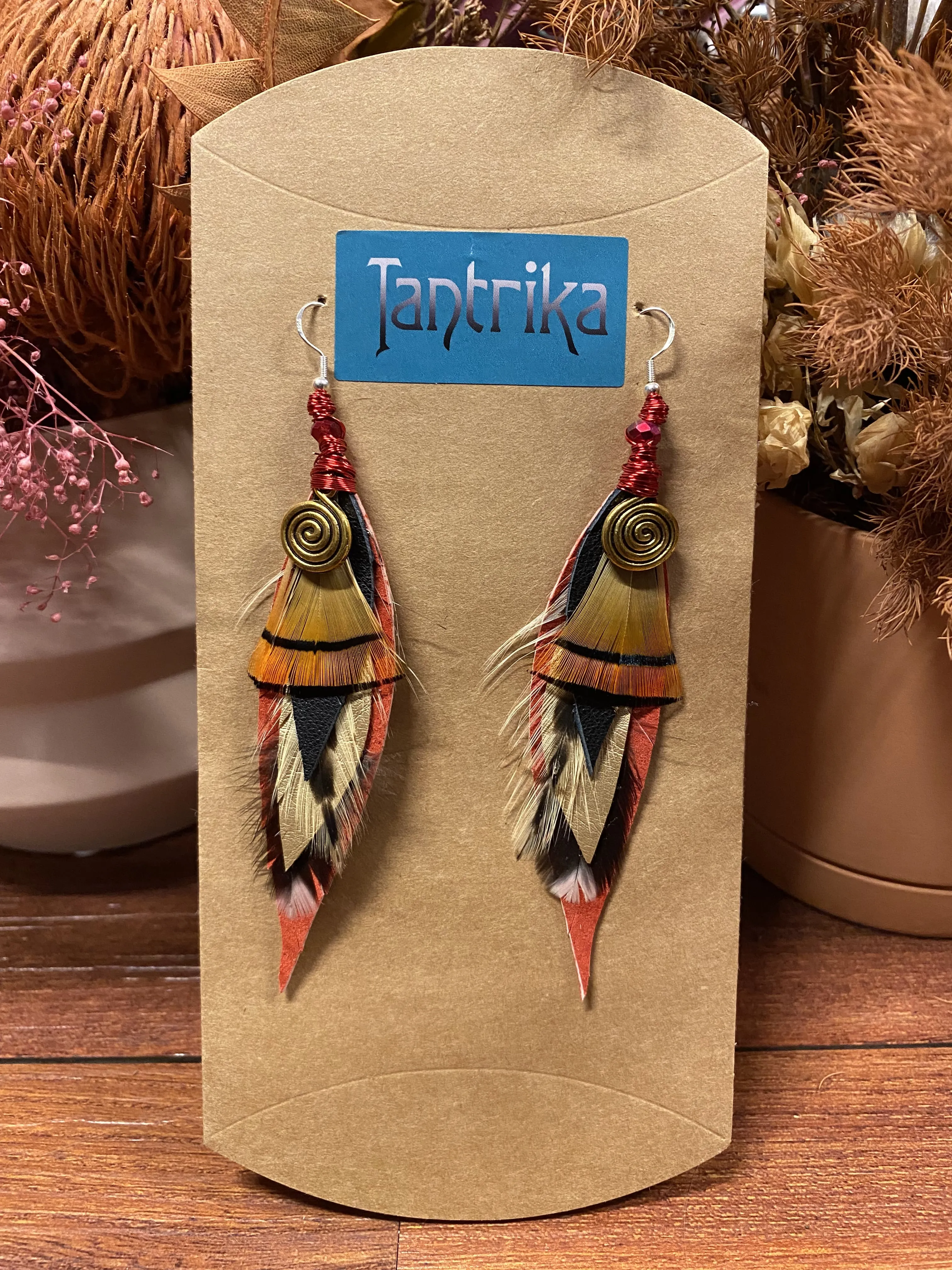 Vera Feather & Leather Earrings