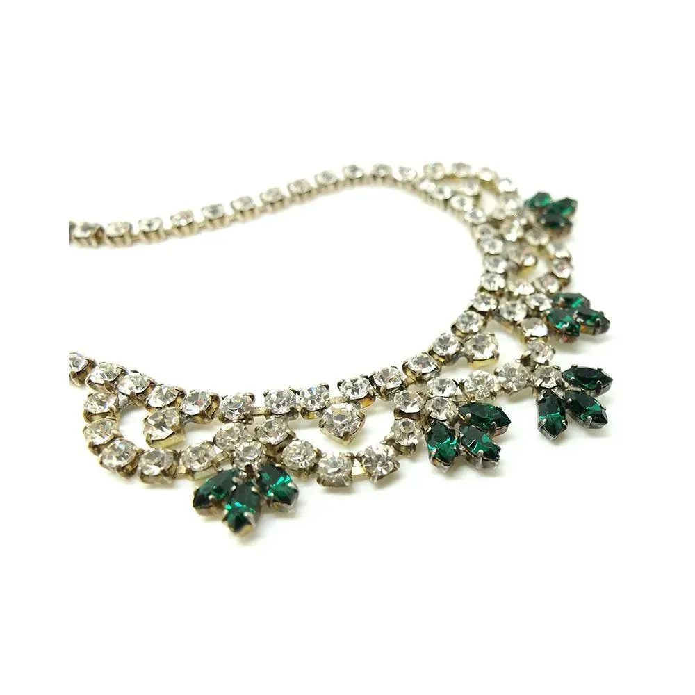 Vintage 1950s Emerald Glass Bib Necklace