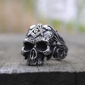 Vintage Masons Vine Skull Biker Ring