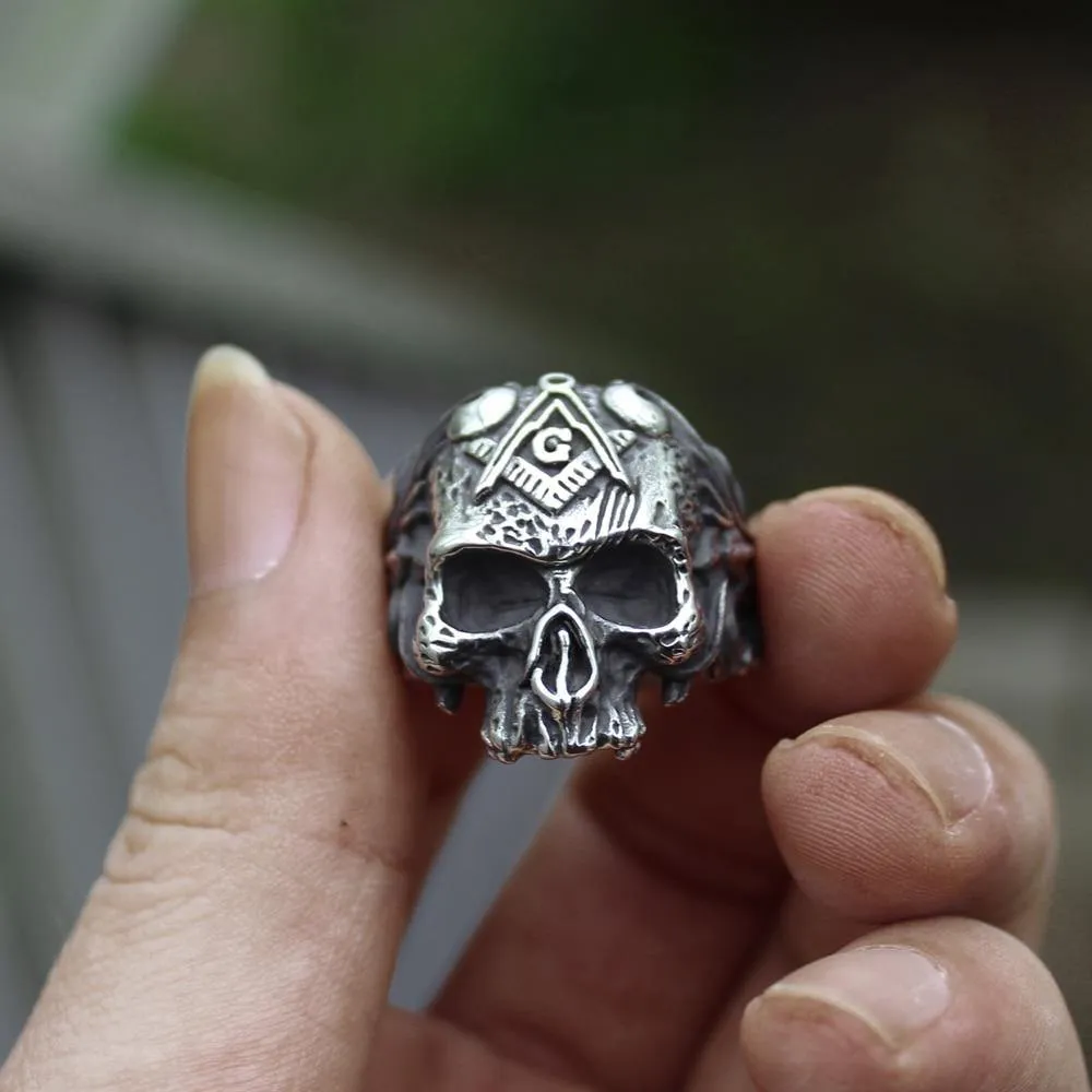 Vintage Masons Vine Skull Biker Ring