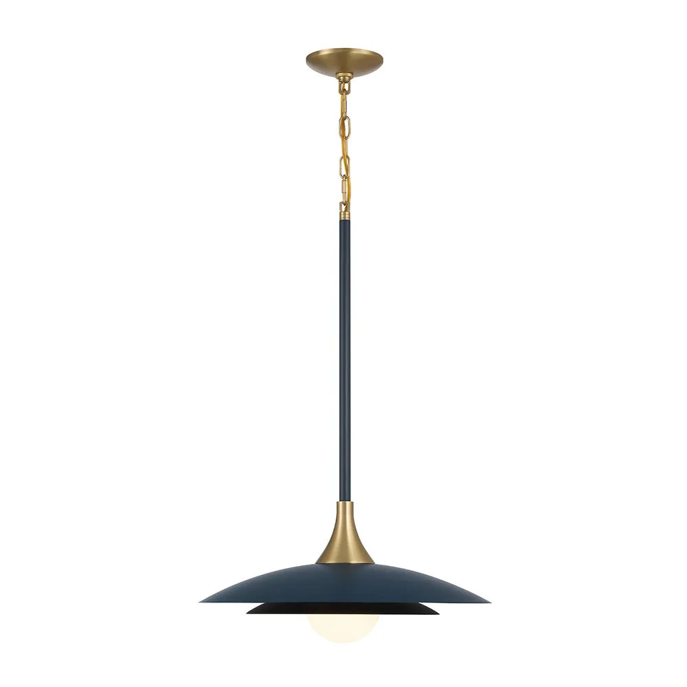 Welsh 1 Light Pendant in Blue and Black