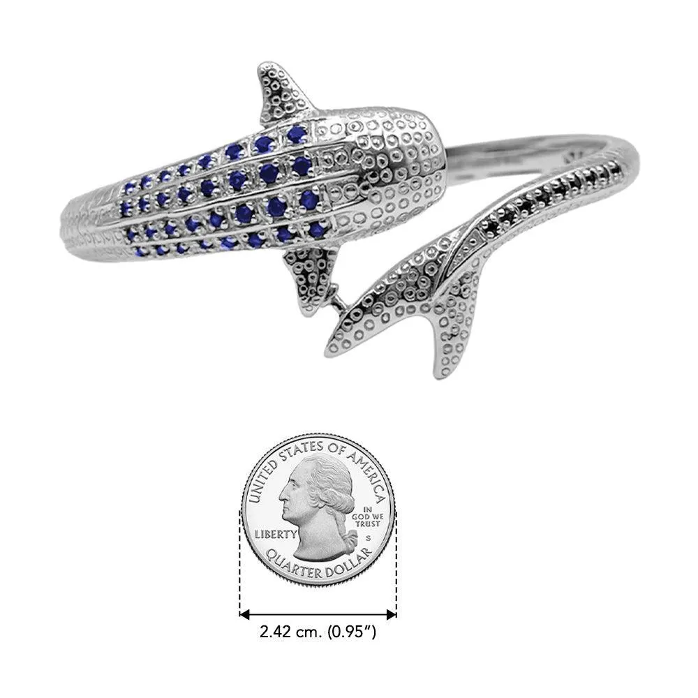 Whale Shark Silver Cuff Bracelet with Gemstones and Locking System TBA300