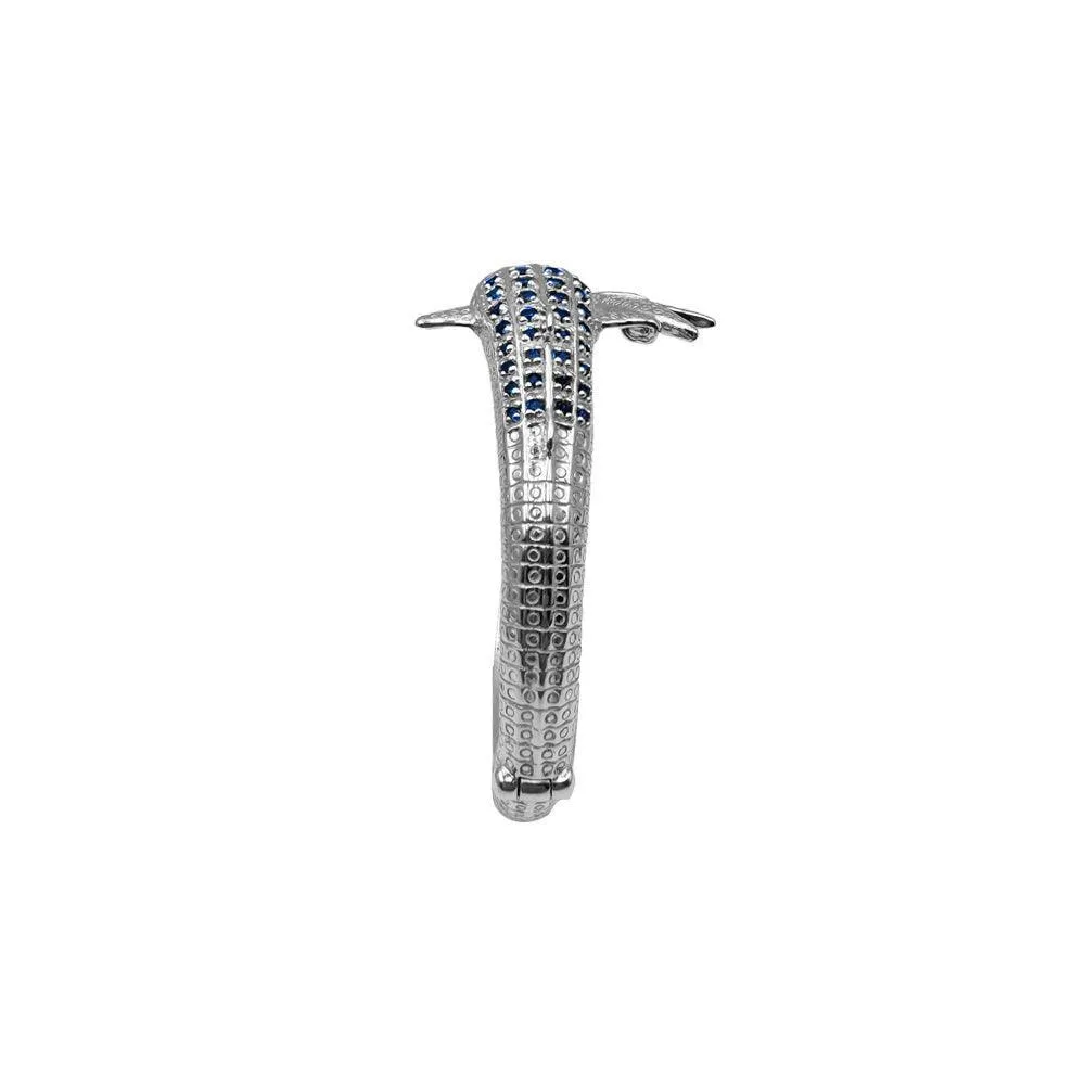Whale Shark Silver Cuff Bracelet with Gemstones and Locking System TBA300