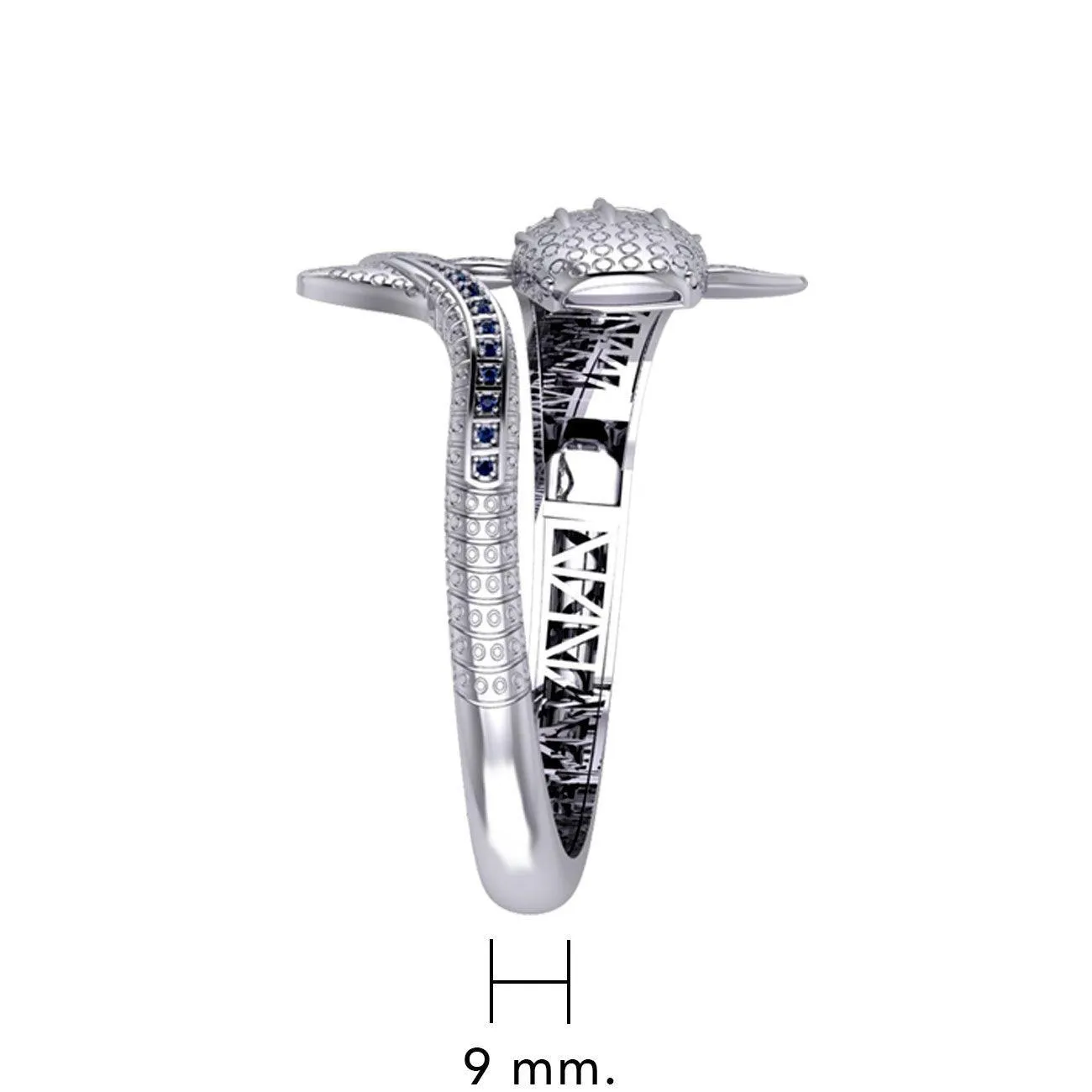 Whale Shark Silver Cuff Bracelet with Gemstones and Locking System TBA300