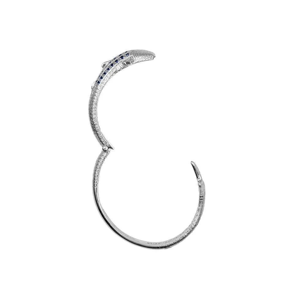 Whale Shark Silver Cuff Bracelet with Gemstones and Locking System TBA300
