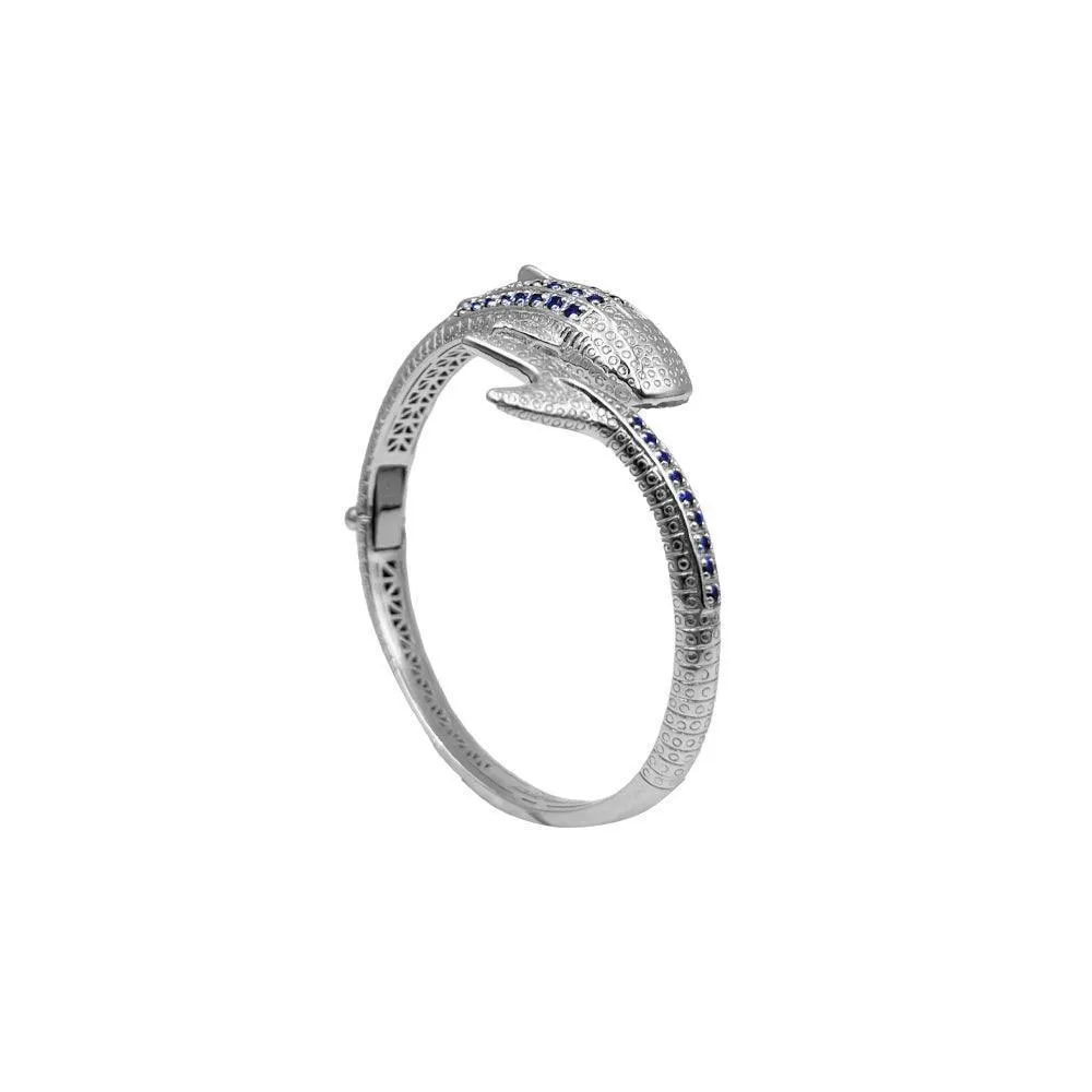 Whale Shark Silver Cuff Bracelet with Gemstones and Locking System TBA300
