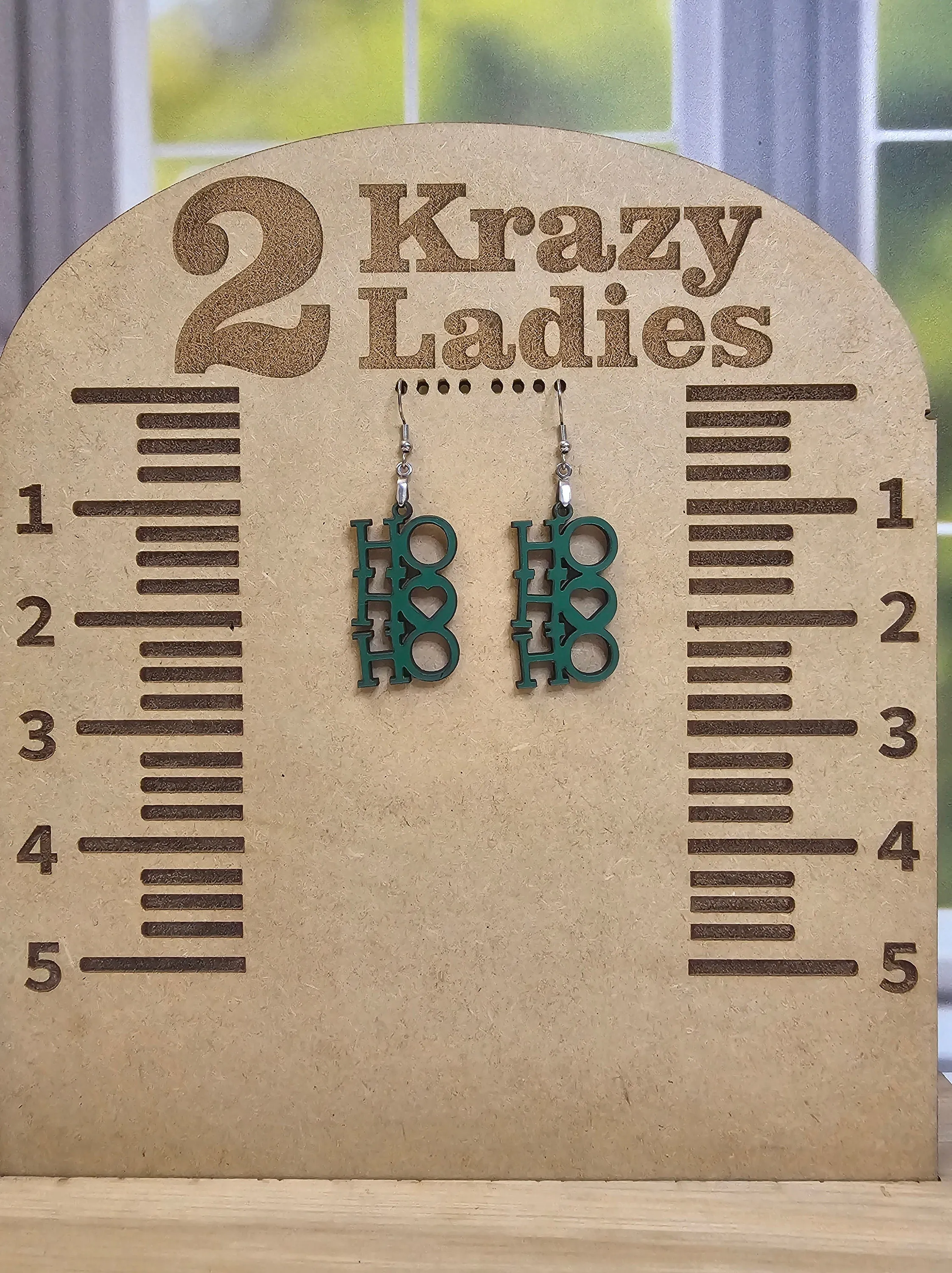 Wood Christmas Dangle Earrings | Christmas HO HO HO Hanging Earrings | Beautiful Jewelry Gift | Lightweight Wood Earrings | Christmas Gift
