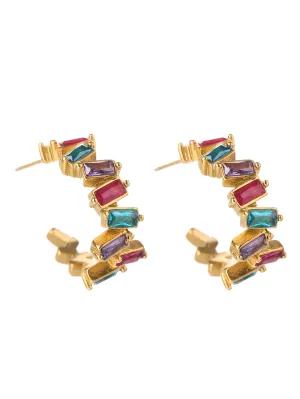 YUZENG Vintage Bohemian Colorful Earrings - Irregular and Unique, Made with 18K Gold-Plated Stainless Steel