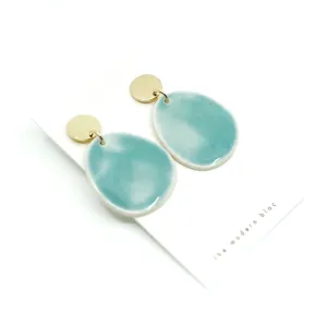 Zuri - Modern Circle Porcelain Hoop Earrings - Ocean