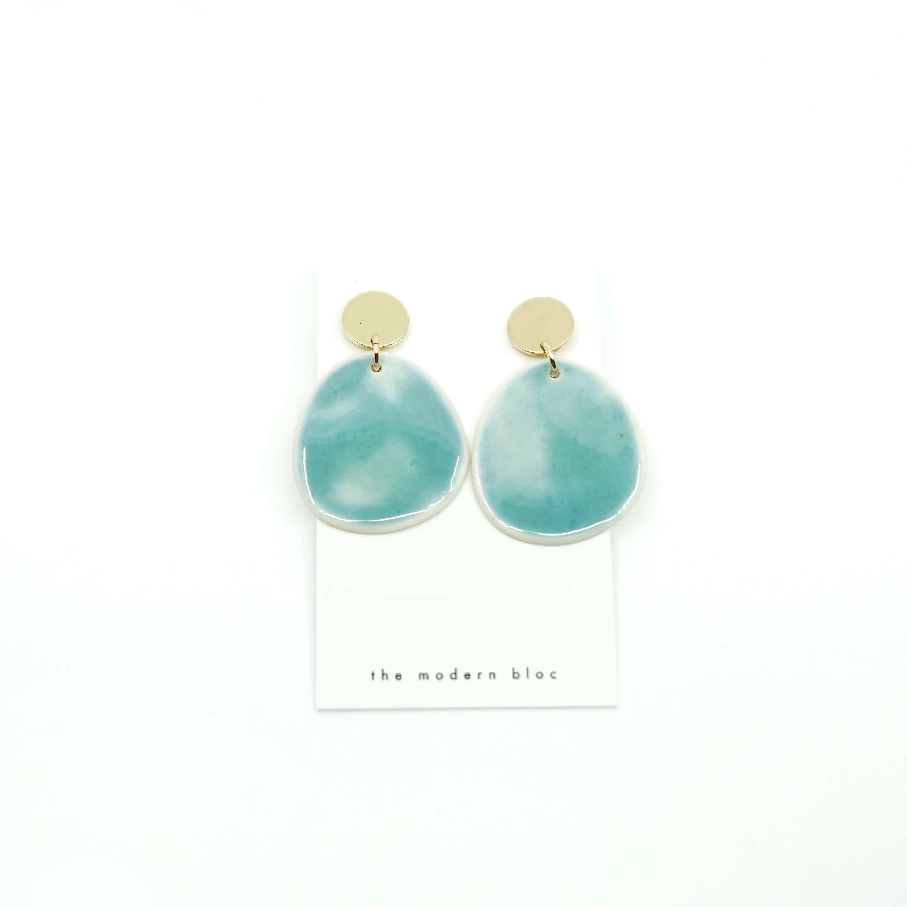 Zuri - Modern Circle Porcelain Hoop Earrings - Ocean